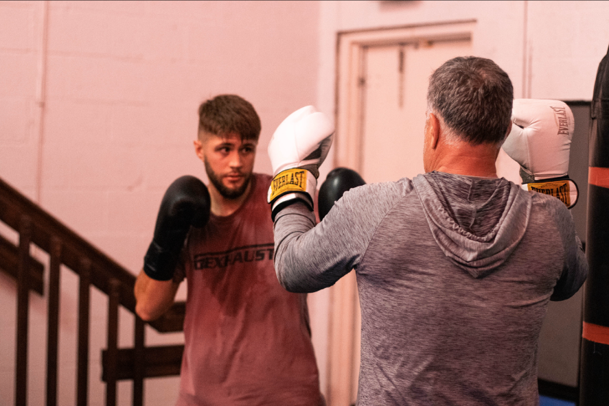 Boxing training with a punching bag